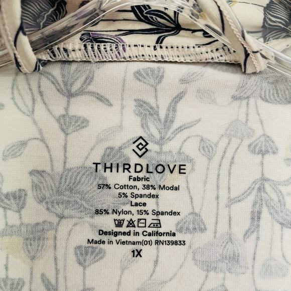 EUC ThirdLove Wonderknit Kimono Lace Robe Floral Purple Loungewear‎ Sexy Size 1X - Picture 5 of 7